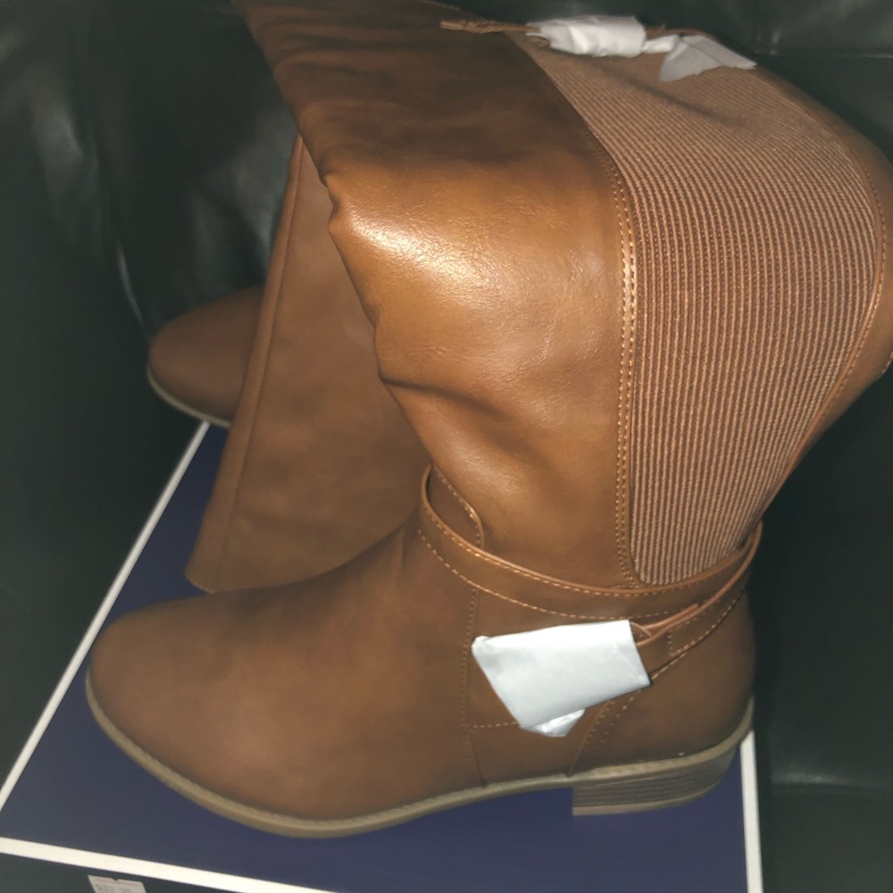 Cognac leather riding boots - Picture 4 of 4